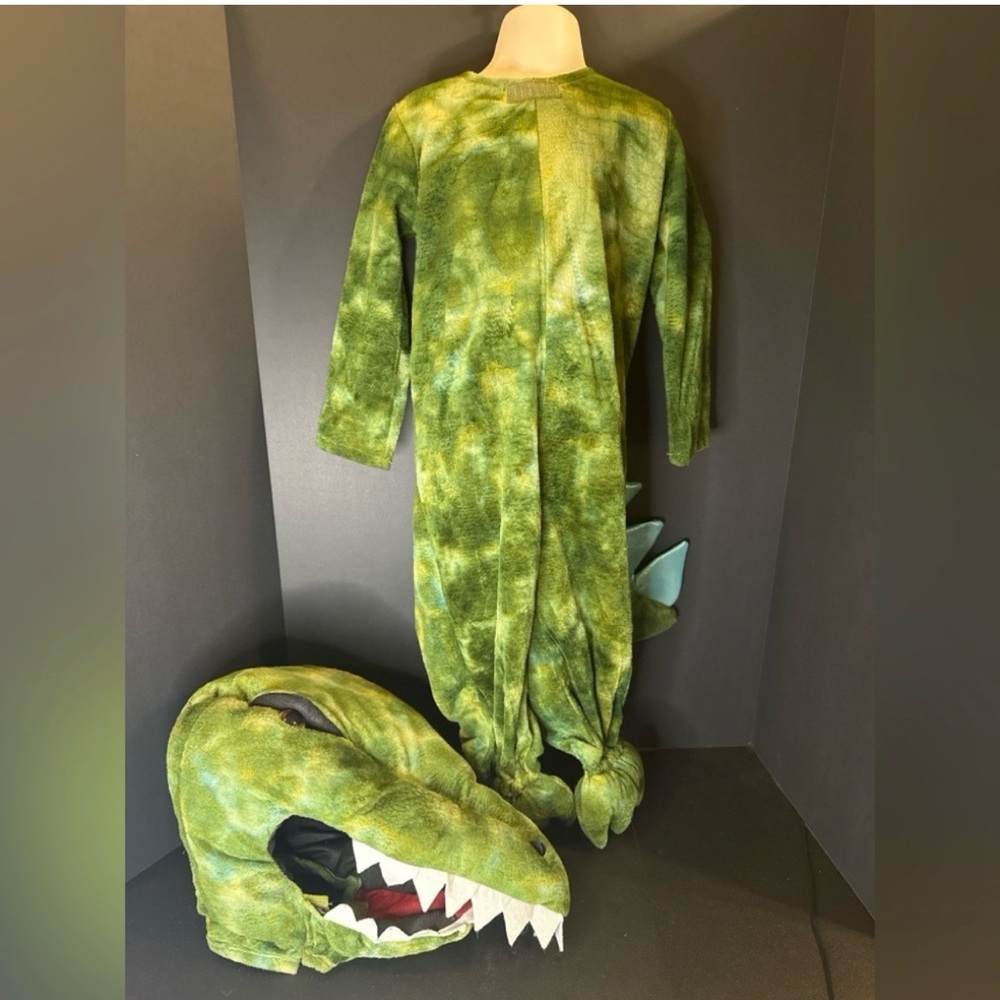 Pottery Barn Kids Dinosaur Costume 3T Green Plush w/ Light-Up Tail
